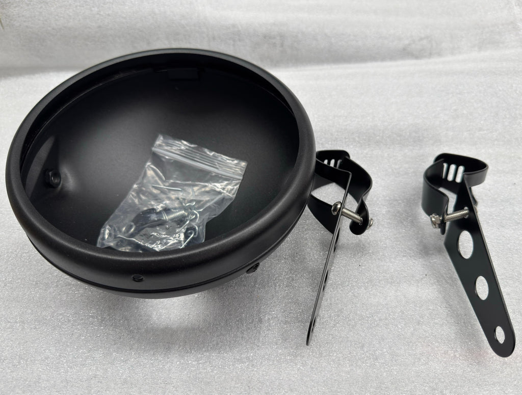 KIT FARO LED 7” MOTO UNIVERSALE CON SUPPORTO FORCELLA 35-43mm NERO H4 CANBUS