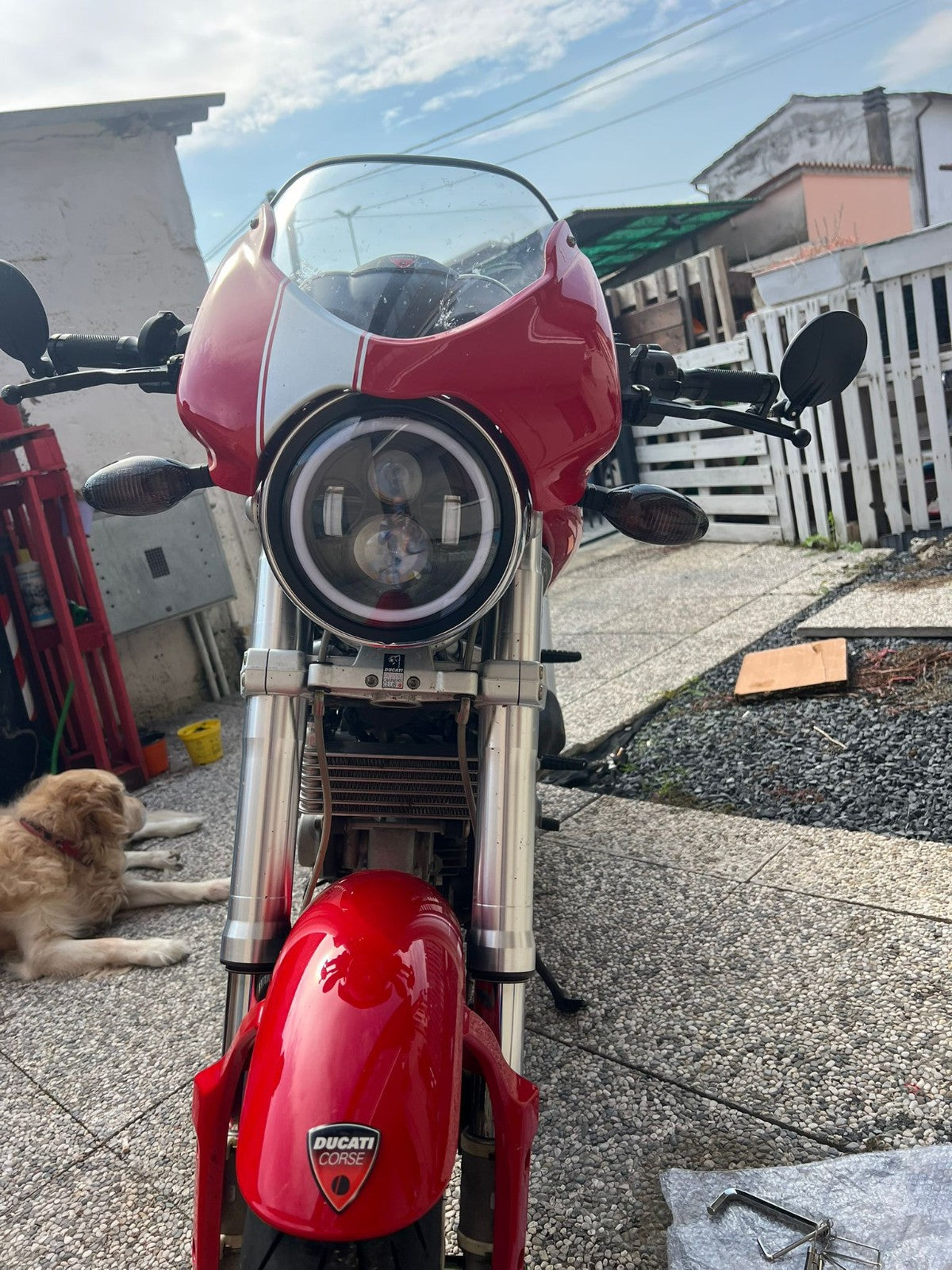 FARO A LED 7" OMOLOGATO DUCATI MONSTER + ADATTATORE PER MONTAGGIO CALOTTA ORIGINALE